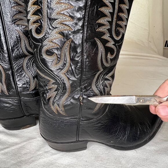 Justin Style 8565 10.5 D Men's Vintage Western Cowboy Boot Embroidered Black USA - Picture 8 of 16